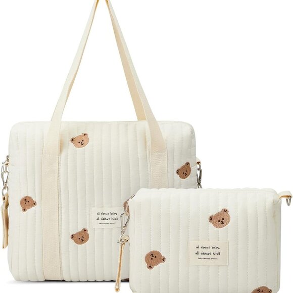 2 Pcs Diaper Bag Tote for Women Multifunction Multisize Maternity Bag Quilted Co - Picture 1 of 6